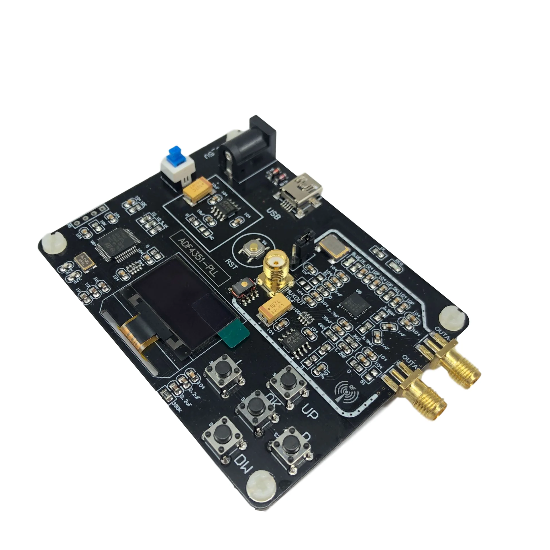 ADF4351 OLED لوحة تطوير العرض RF المهنية 35M-4.4G وحدة مولد إشارة دقيقة منفذ USB تردد المزج