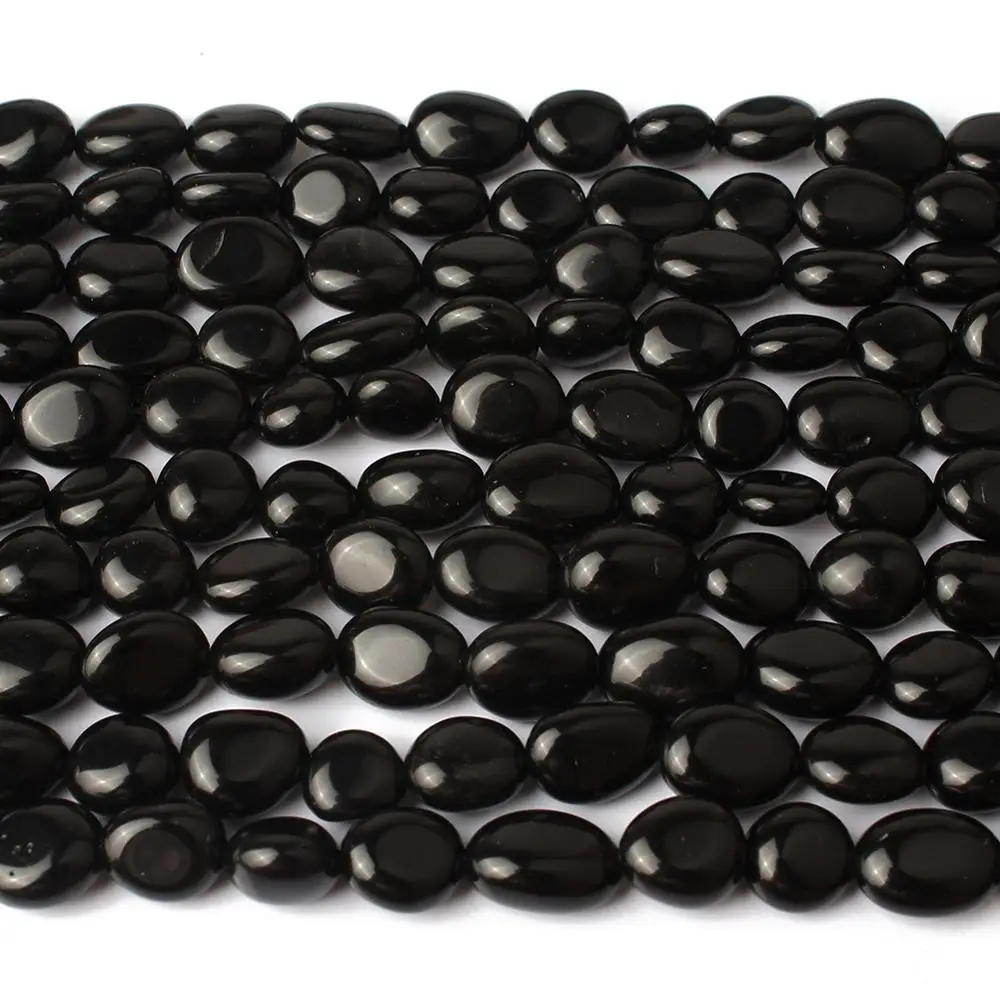 8-10mm Natural Genuine Black Obsidian Stone Beads Irregular Loose Beads For Accessories Jewellery Making Bracelet 15 inch