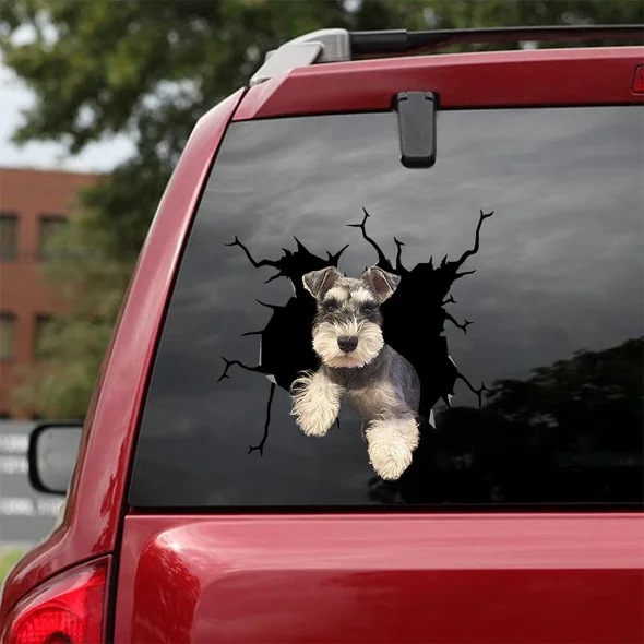 Creative Breaking Hole Puppy Cute Pitbull Crack Car Sticker Dogs Lover Car Accessory Security Protection Auto Product Wholesale