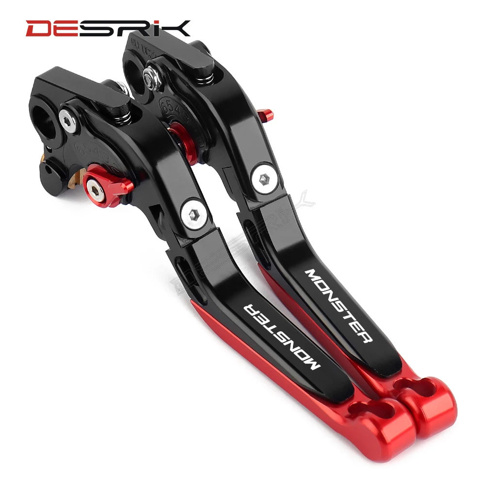 Motorcycle CNC Aluminum Adjustable Folding Extendable Brake Clutch Levers For DUCATI MONSTER 696 796 695 620 400 Monster LOGO