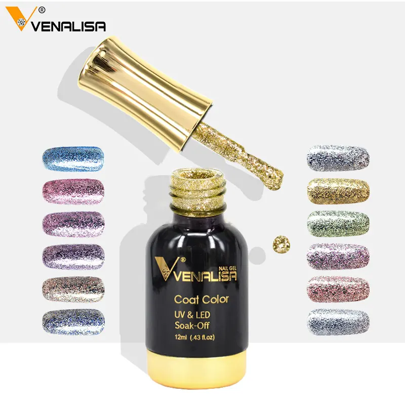 Venalisa 12ml Nagelkunst-Gel-Lack Super Glänzender Diamant-Glitter Pailletten-Sternenhimmel Platin-Emaille für Perfekte Maniküre – Detail 3