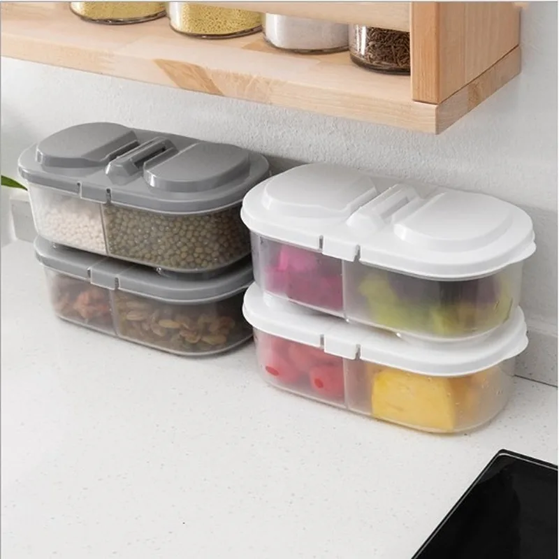 Sunshine Xiaomi 3PC Double Grid Covered Kitchen Food Grains Sealed Cans  Clean Anti-tidy and Mess Prevent Bacterial