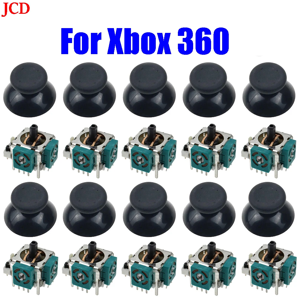 

JCD 10 Sets for Xbox 360 Controller 3d Analog Stick Joystick Sensor Potentiometer and ThumbSticks Cap Grip Cover Repair Part