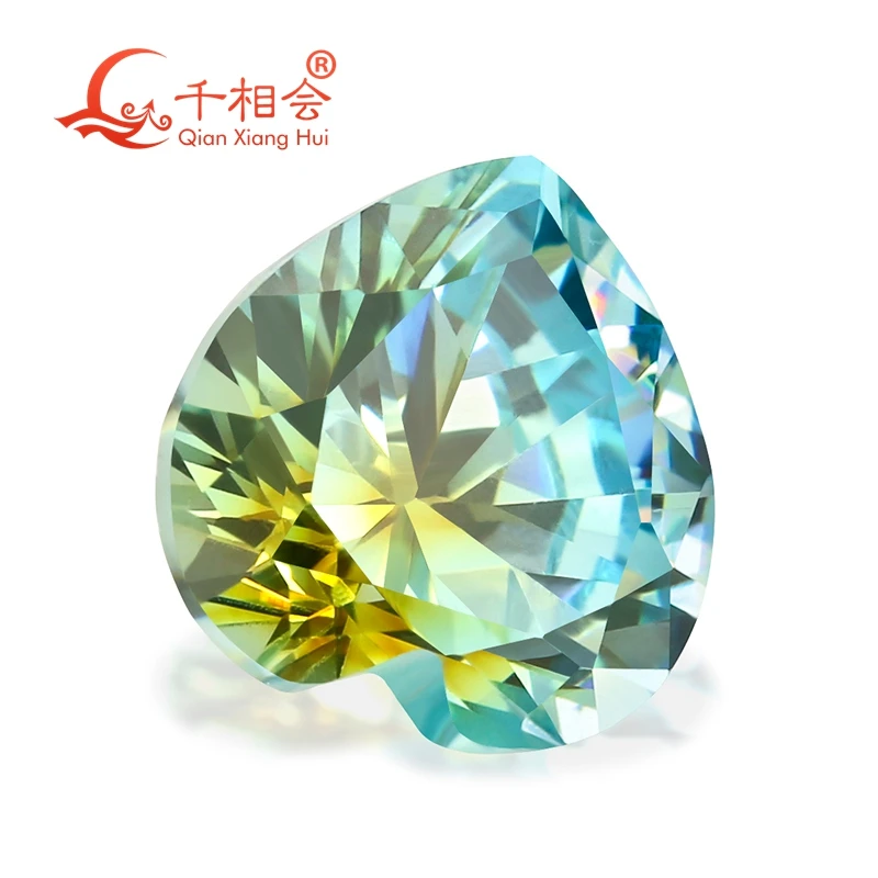 special color one-time forming multi color Heart shape  cubic zirconia cz loose stone