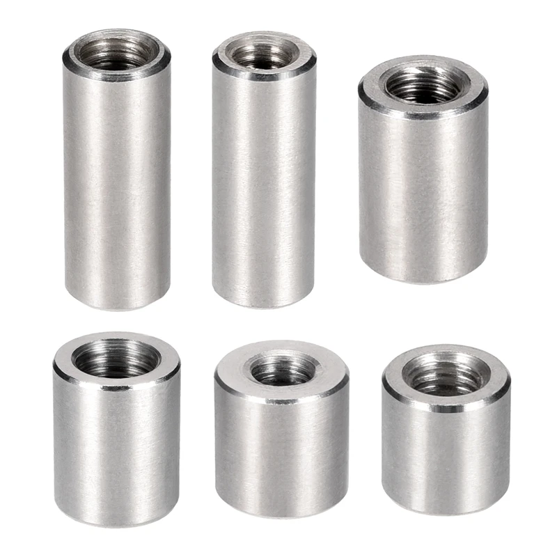 

10Pcs Round Connector Nuts M5 M6 M10 M12 M14 M16 Sleeve Rod bar Stud Nut 12mm-30mm Long Stainless steel 304