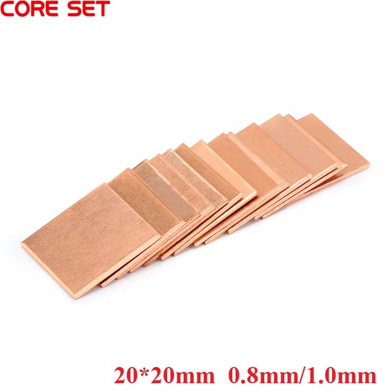 10Pcs 20*2mm 0.8mm/1.0mm Laptop Copper Sheet Plate Strip Shim Thermal Pad Heatsink Sheet For GPU CPU VGA Chip RAM Cooling