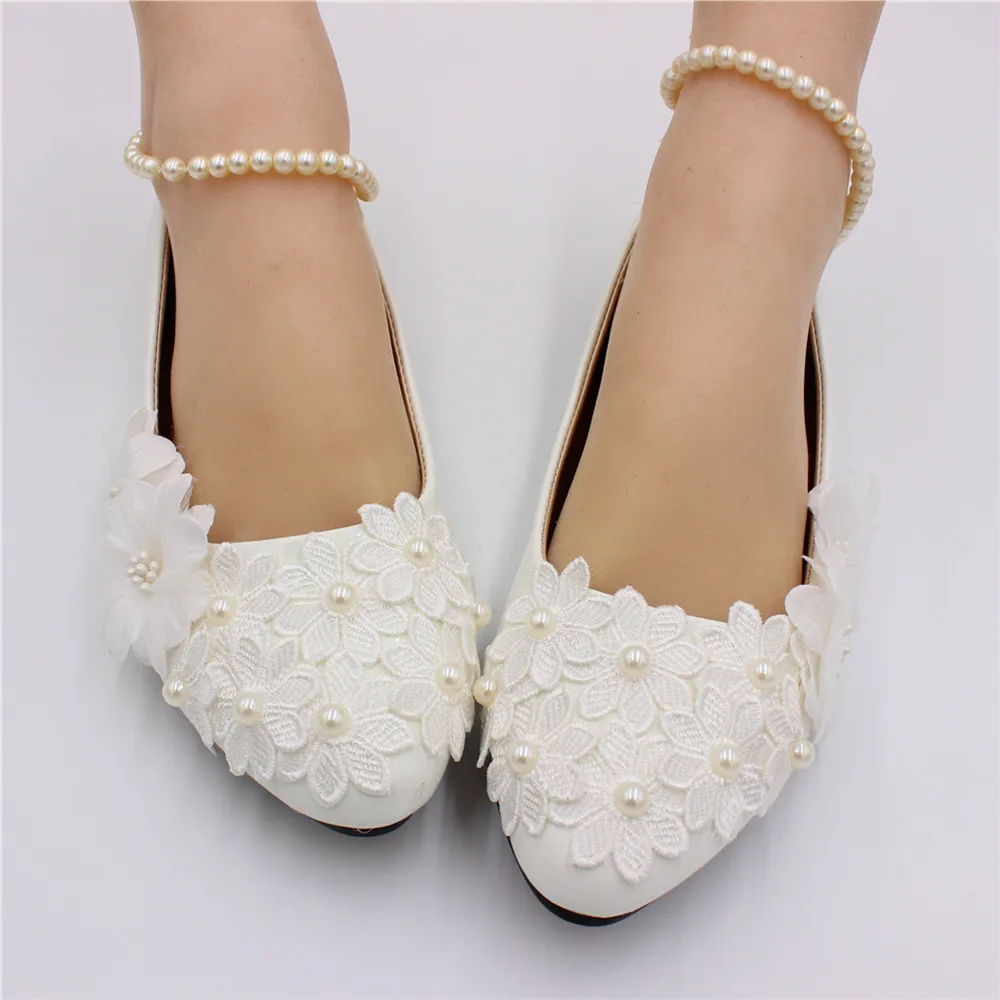 New plus-size flats sell like hot cakes Wedding flat heels white bridal shoes hand-made wedding shoes in ChinaBH175