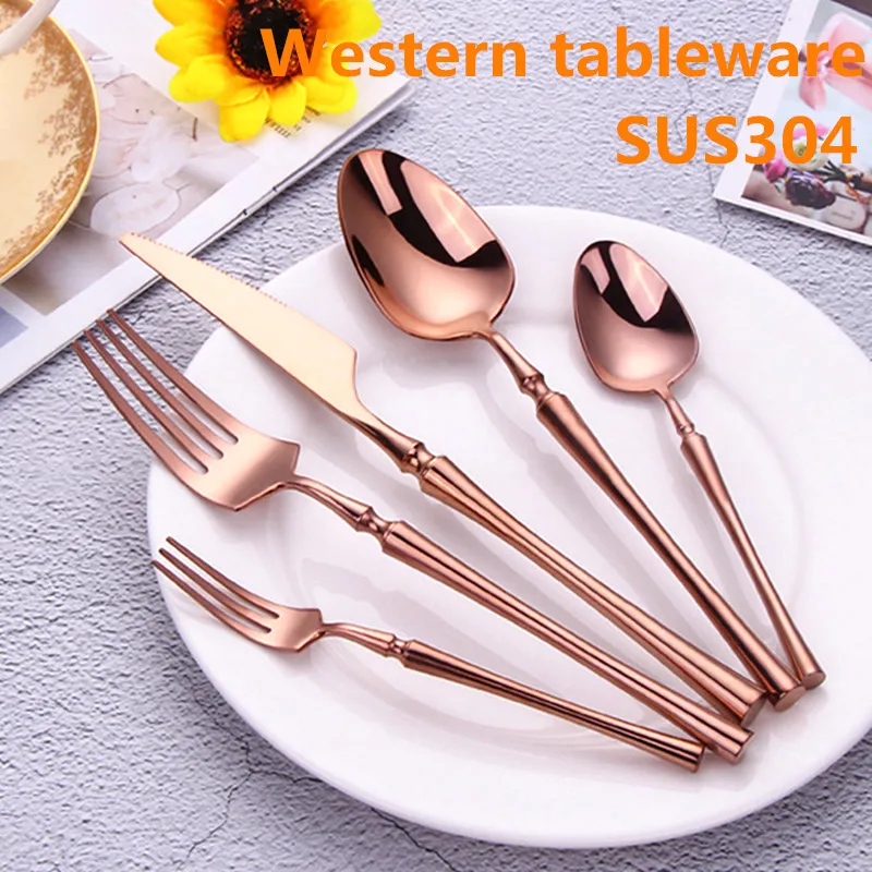 20Pcs/set 18/10 Stainless Steel Dinner Black Gold Dinnerware Set Knife Fork Spoon Cutlery Set Kitchen Tableware Silverware Sets