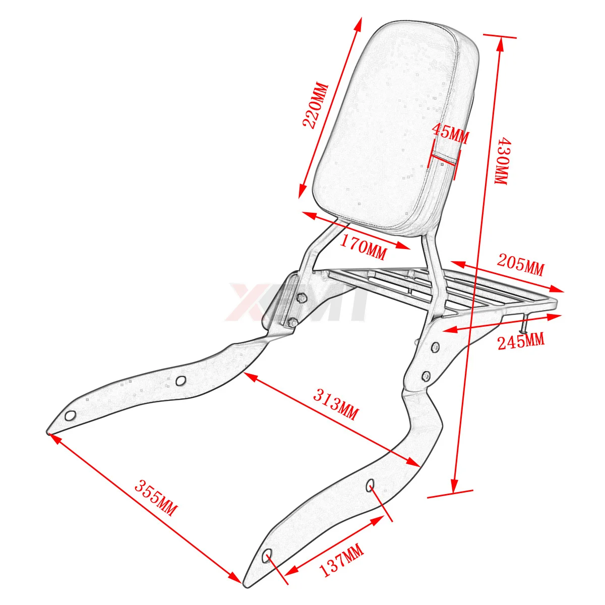 Motorcycle Backrest Sissy Bar Luggage Rack For Yamaha XV1700 Road Star Warrior 2002 2003 2004 2005 2006 2007 2008 2009 2010