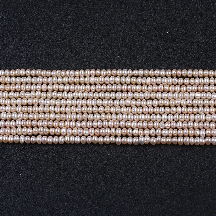 4-5mm button pearl strand natural pink Freshwater Pearl Strand