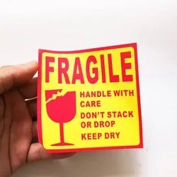 60pcs 10x10cm Handle With Care Fragile Products Box Warning Shipping Label Sticker