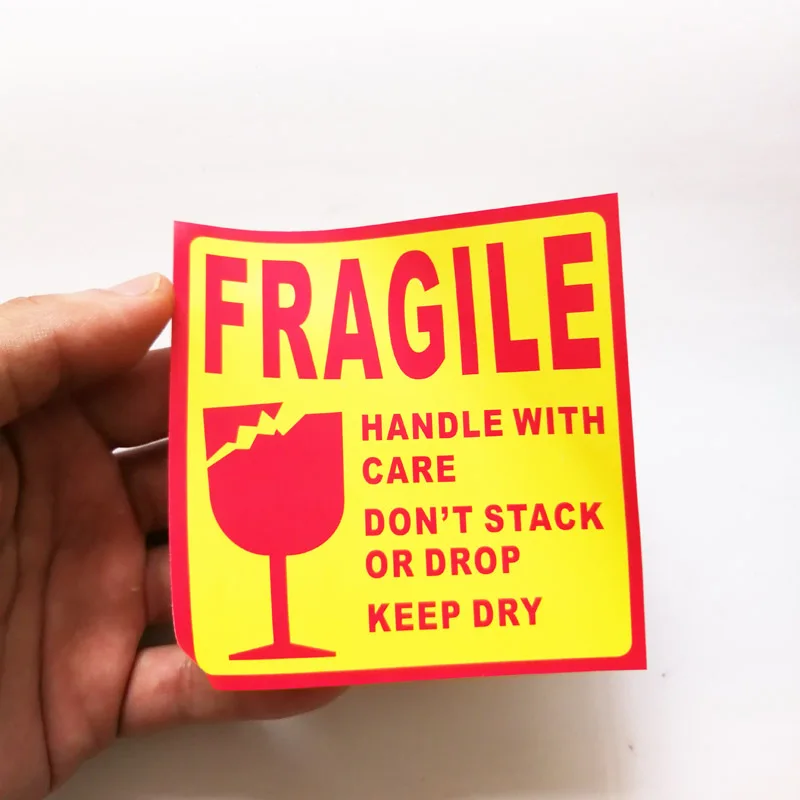 60pcs 10x10cm Handle With Care Fragile Products Box Warning Shipping Label Sticker