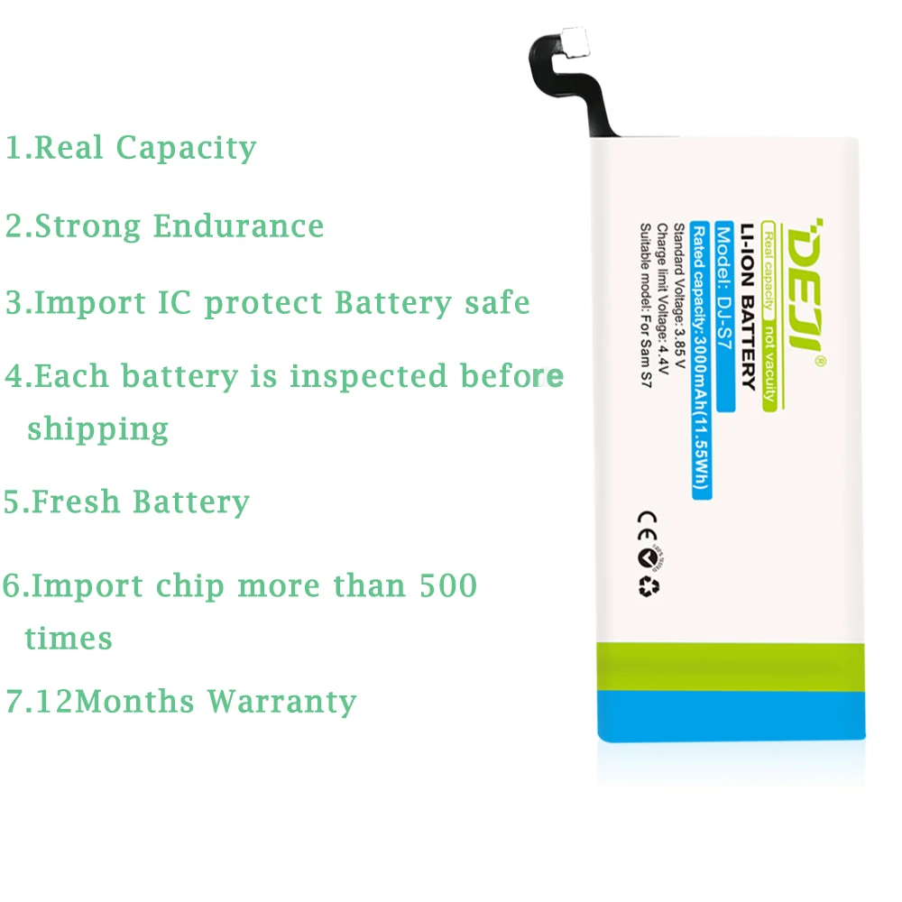 DEJI For SAMSUNG S7 Battery Real Capacity 3000mAh Internal Bateria Replacement for S7/G9300/G9308/G930P