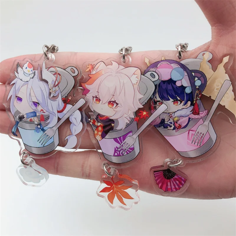 Game Genshin Impact Beelzebul Sangonomiya Kokomi Xiao Kaedehara Kazuha Keychain Accessories Anime Pendant Cartoon Badge