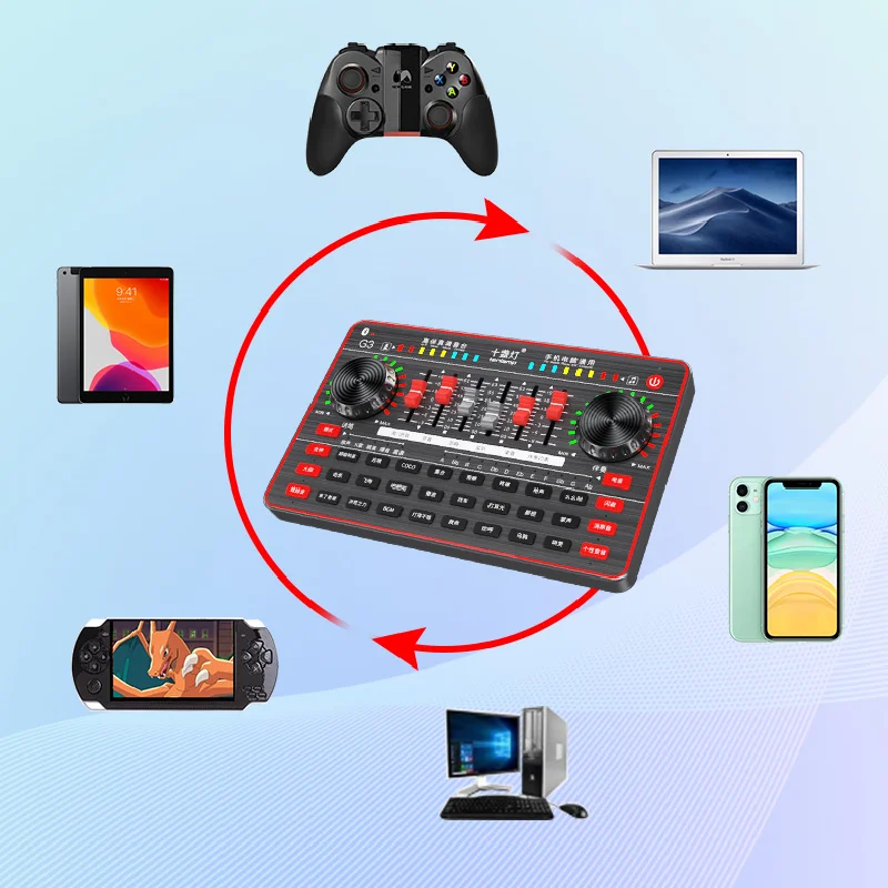 Tenlamp T2 USB Single Microphone G3 Sound Card Professional Podcast Condenser Microphone For Gaming Singing PS4 Mobile Computer