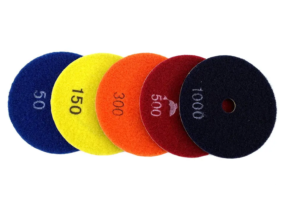 RIJILEI 5 Stück 4-Zoll-Nasspolierpads 5-Stufen-Schleifscheiben für Granit, Stein, Betonboden, Marmorpolitur – Detail 2