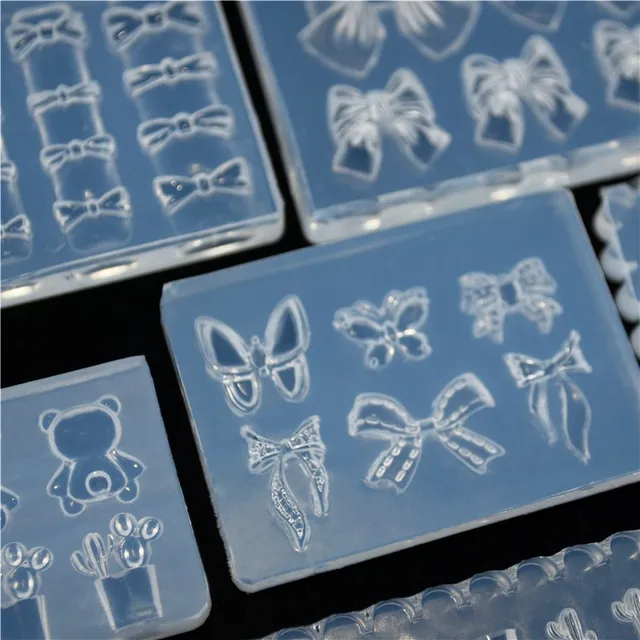 SNASAN Bow Tiny Beads Butterfly Heart Nail Art Silicone Mould Biżuteria Forma odlewnicza Narzędzie Kolczyki UV Żywica epoksydowa Silikonowa forma