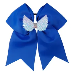 NEW 7inch angel  wings  Hair Bow Girls Solid Cheer Bow With Elastic Band Cheerleader Hair Bands For Kids Hair Accessories