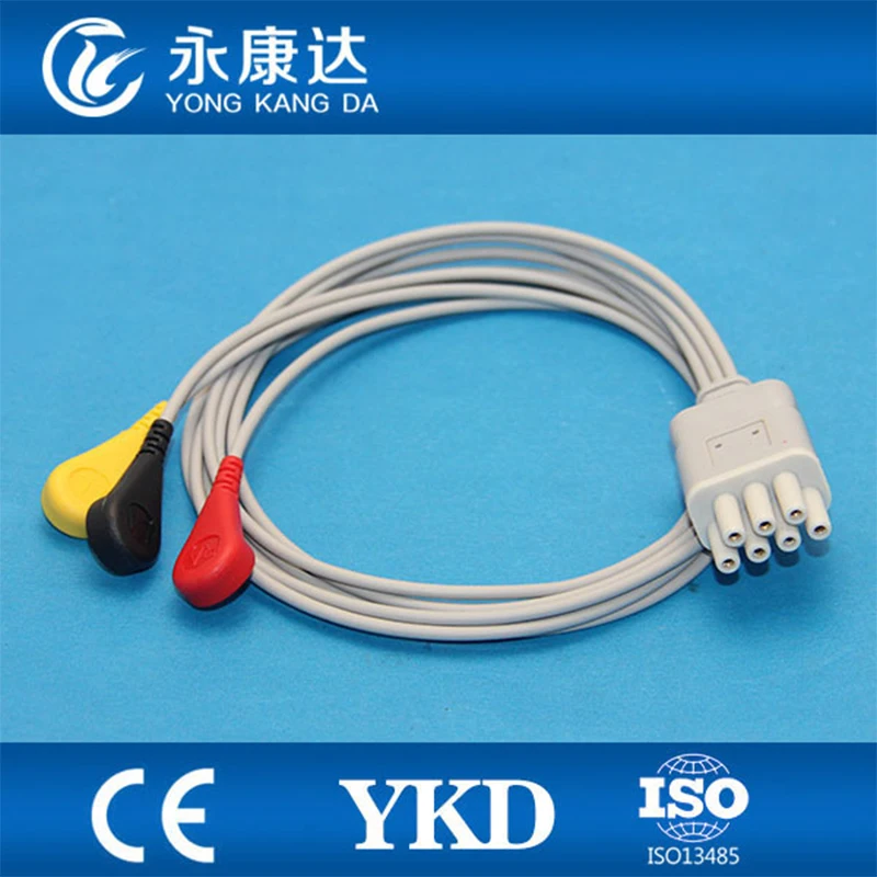 

M&B ECG patient monitor 3 leads with IEC snap leadwires for medical TPU,CE&ISO13485,free shipping!