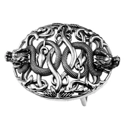 Unibabe S925 sterling silver double dragon men's retro belt buckle