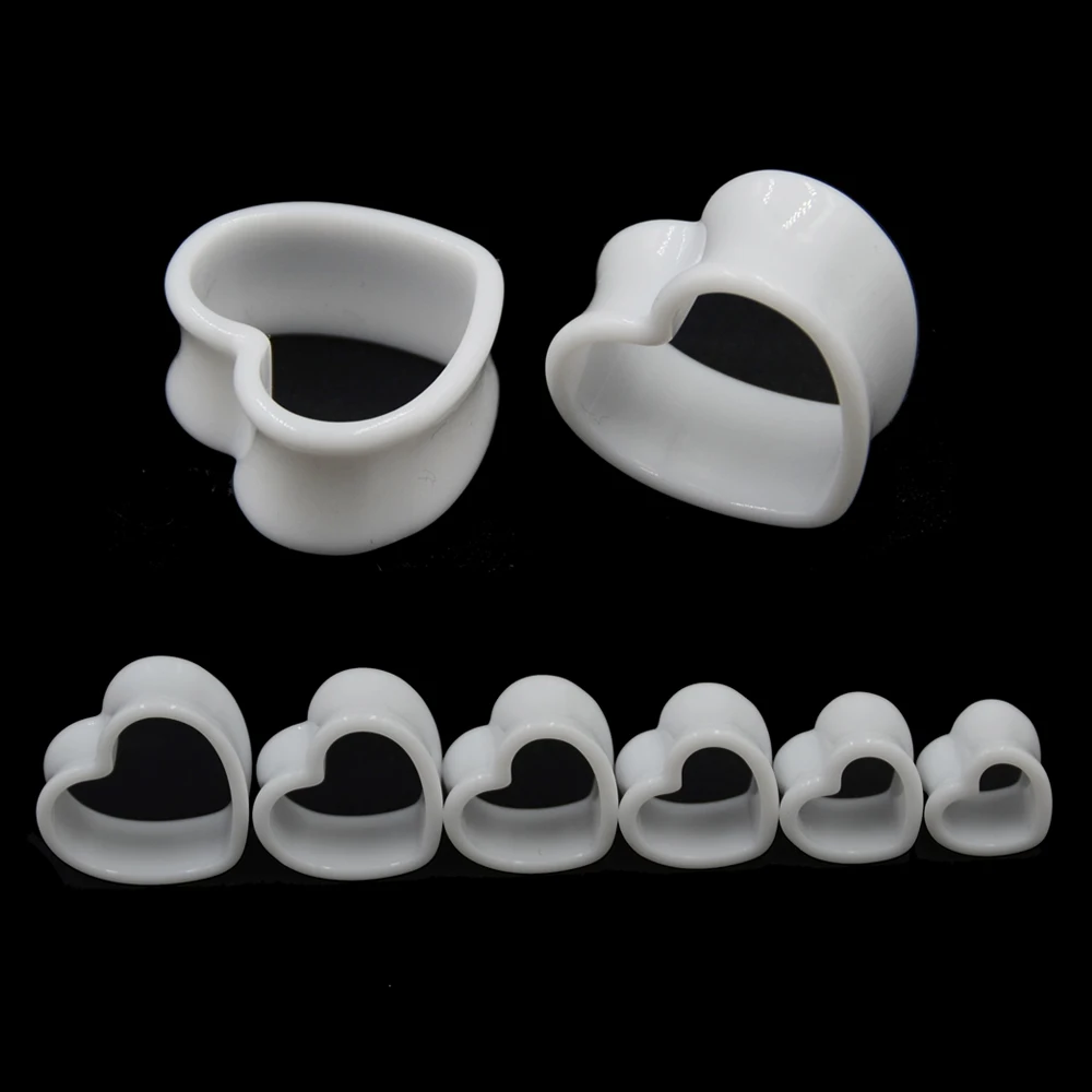 Acrylic Love Heart Shaped Ear Gauge Piercing