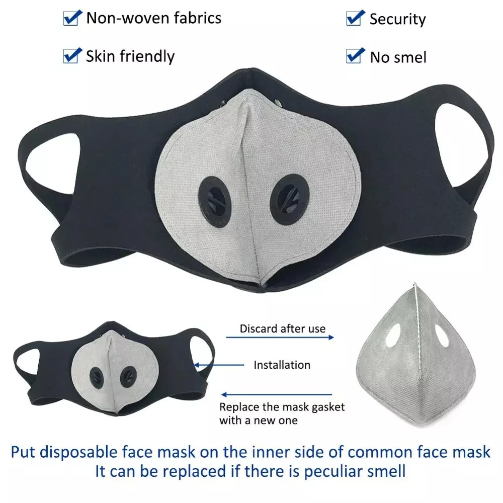 Filtres de Protection pour masques faciaux de cyclisme, 5 couches, Anti-poussière, filtres à charbon actif PM2.5, accessoires de remplacement