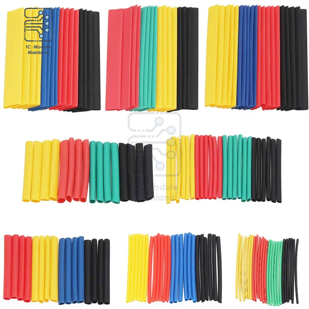 Kit de tubos termorretráctiles de poliolefina, tubos de aislamiento de colores mezclados para envolver Cable, 8 tamaños, 1-14mm, 127-530 piezas