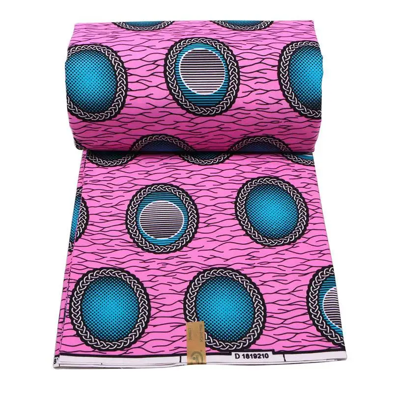 Wax authentique pagne africain, tissu imprimé rose et bleu, nouvelle collection 2019