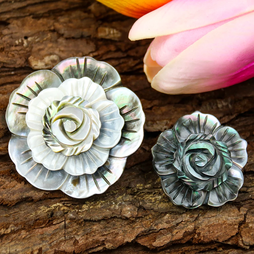 1PC 3D flower Natural Abalone Shell Pendant Charms Mother of Pearl seashell for Jewelry Making DIY Earring Necklace Accessories