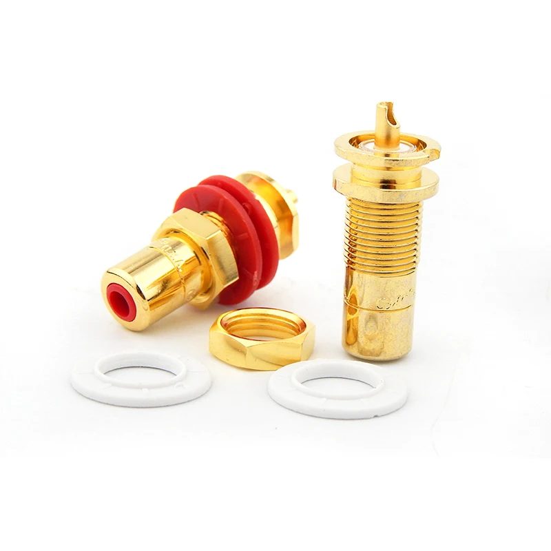 RCA Terminal Plug Connector Binding Post CMC CMC816U HIFI Audio Amplifiers DAC Speaker Gold-plated Copper Horn RCA JACK socket