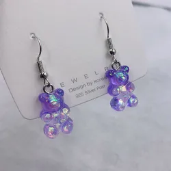 Pendientes colgantes de oso de animales acrílicos coloridos para niñas y mujeres, regalo de cumpleaños para niños, joyería encantadora, Simple, moda