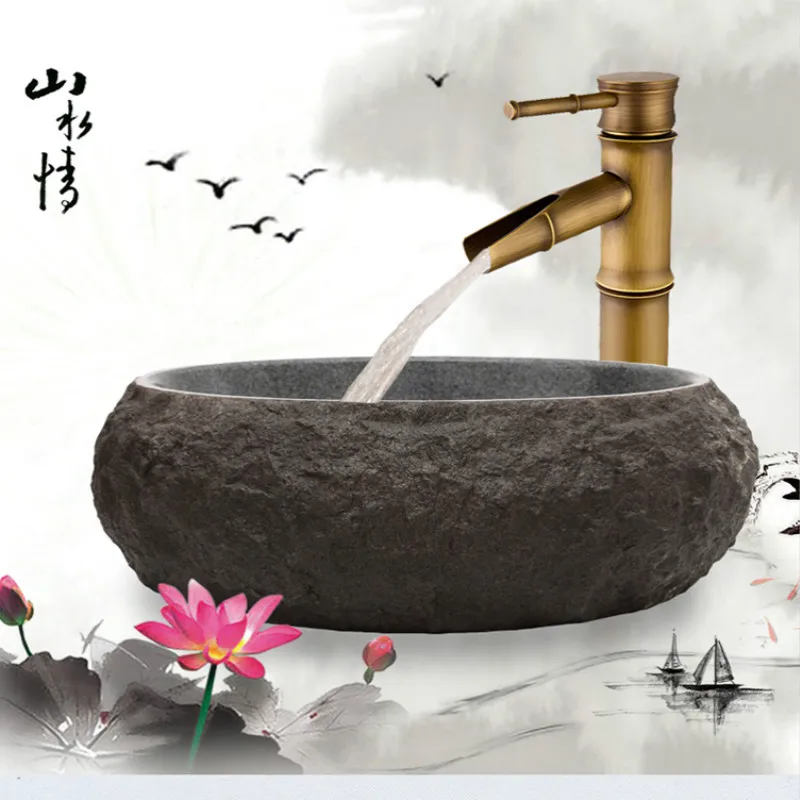 Antique Art Basin Retro Counter Basin Stone Wash Basin Creative Washbasin Cool Sink