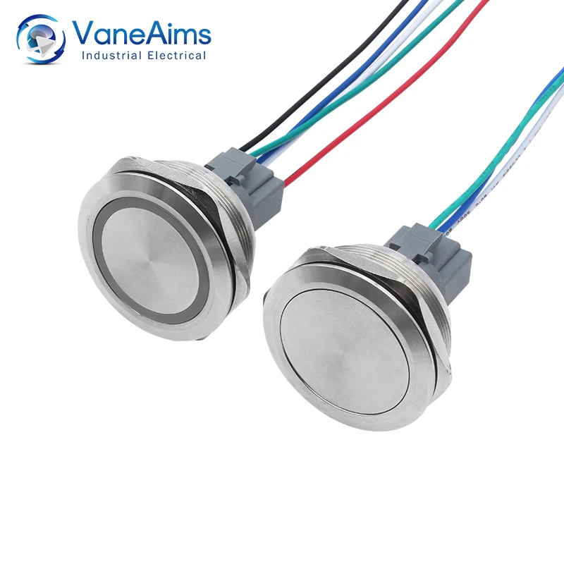 40MM momentary metal button Self-locking open switch reset button with LED light DIY accessories 3/12/24/220V Red Green Blue