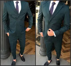 Two Pieces Wedding Tuxedos Custom Made Business Men Suits Two-Button Wool Blend Groom Classic Fit Groomsman Wedding Jacket Pants