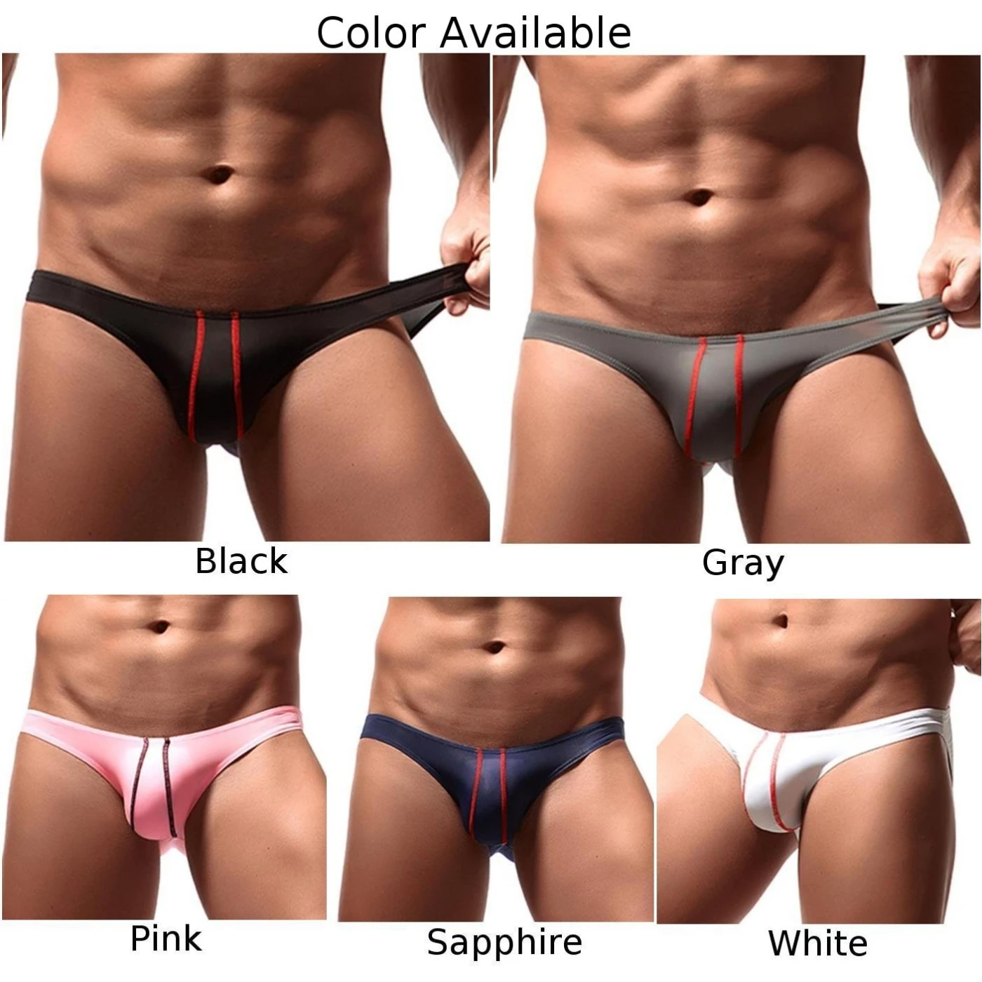 Ice Silk Sexy Thong Men Underpants Underwear G String T-back Ultra Thin Soft Penis Pouch Briefs Erotic U Convex Panties A30