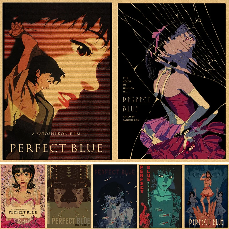 Perfect Blue Cartoon Poster Kraft Paper Anime Movie Girls Wall Art Painting Room Decor Home Decoration Wall Sticker 4K HD