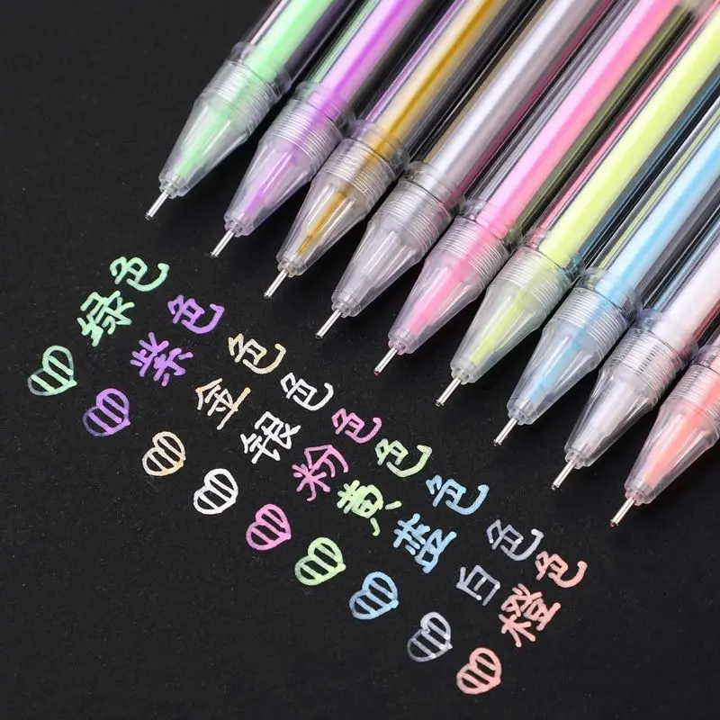 9-12Pc/Set Colorful Highlighter Pen Markers Pastel Drawing Pen Set Refillable for Student School Office Supplies Cute Stationery