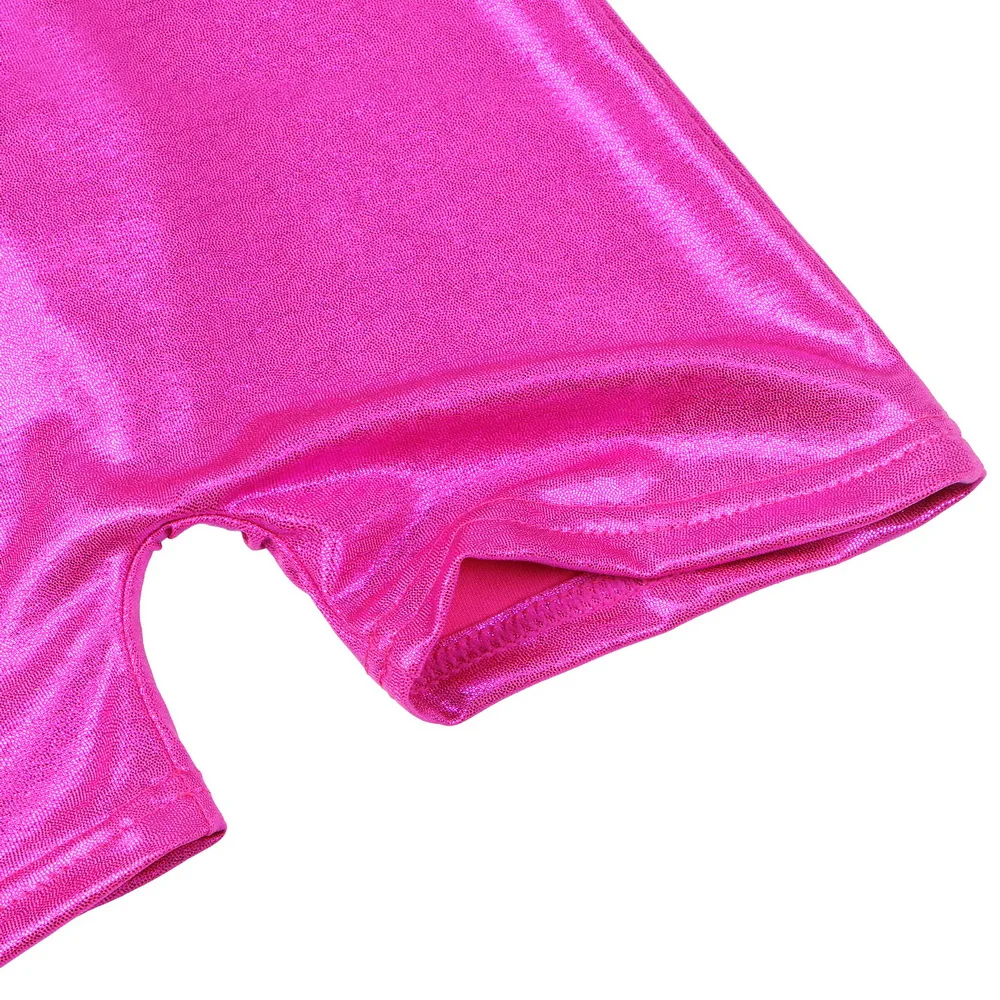 BAOHULU 3-12Y Girls Sleeveless Gymnastics Unitards Hotpink Rhinestone Leotards for Girls Kids Teenage Gym Suit Stage Dance Wear