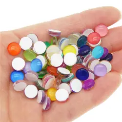 6-15mm Colore Della Caramella di Modo Rotondo di Vetro Cabochon Colore Misto posteriore Piana Cabochon di Gioielli FAI DA TE