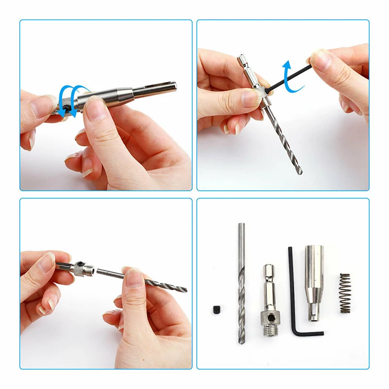 21pcs Core Drill Bit Set Hole Puncher Hinge Tapper for Windows Doors Self Centering Woodworking Hole openner Power Tool 5/64-1/4