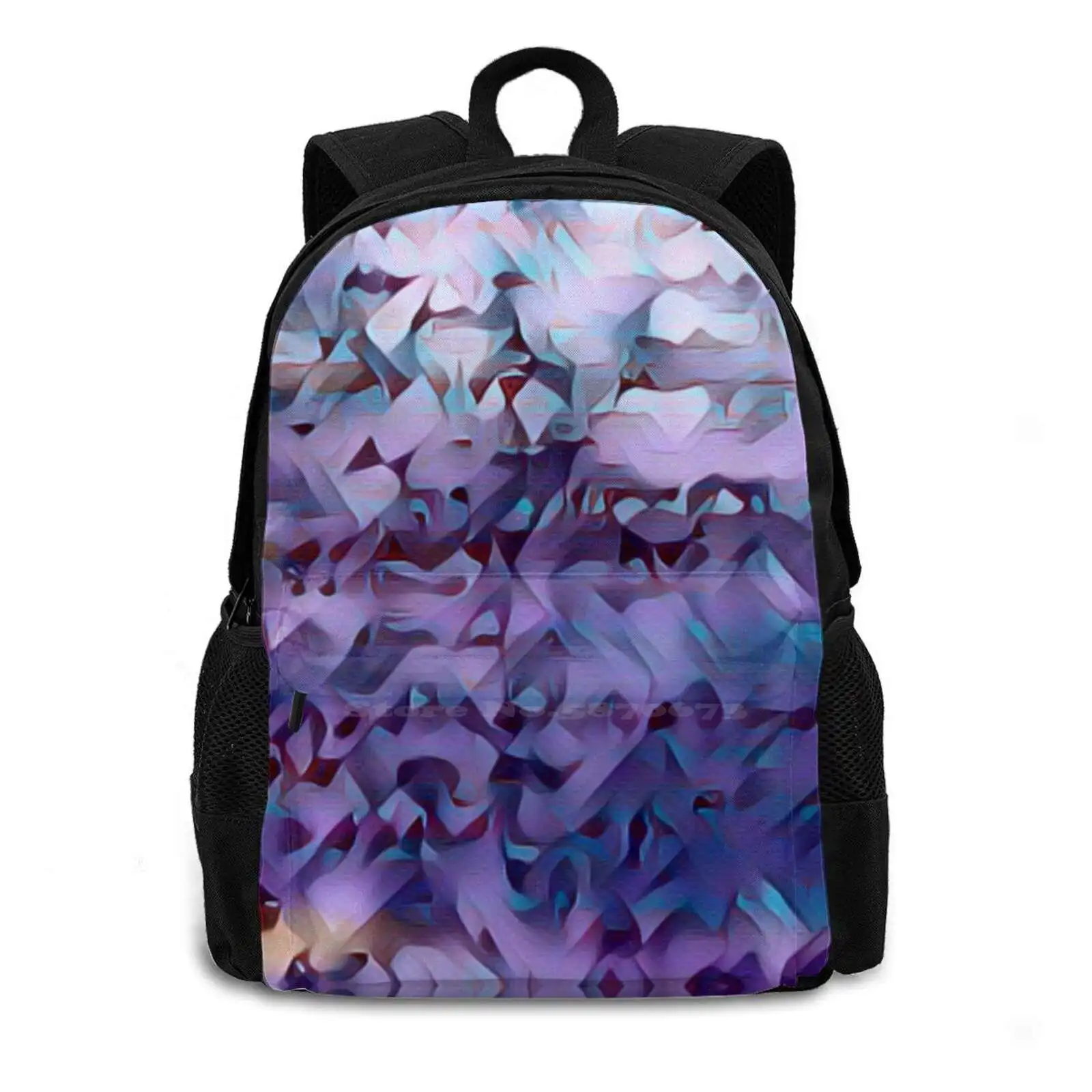 Cubist Pastel Pattern Backpack For Student School Laptop Travel Bag Pastel Cubist Pattern Geometric Blue Abstract Green Shapes