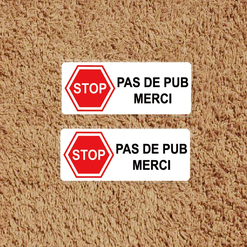 2pcs Personalized Text Stop Pus De Pub Merci Applique Waterproof Reflective Car Sticker 10cmx4cm