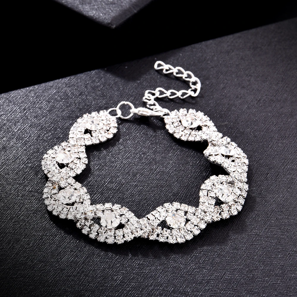 Elegant Deluxe Rhinestone Crystal Bracelet Bangle For Women Fashion Charm Bracelets Trendy Jewelry Girls Gift