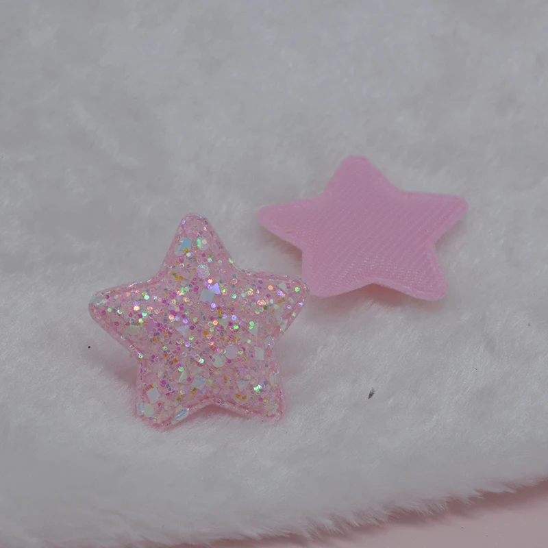 40Pcs/LOT 5CM Glitter Shiny Star Padded Appliques For DIY Handmade Children Hair Clip Accessories Patches