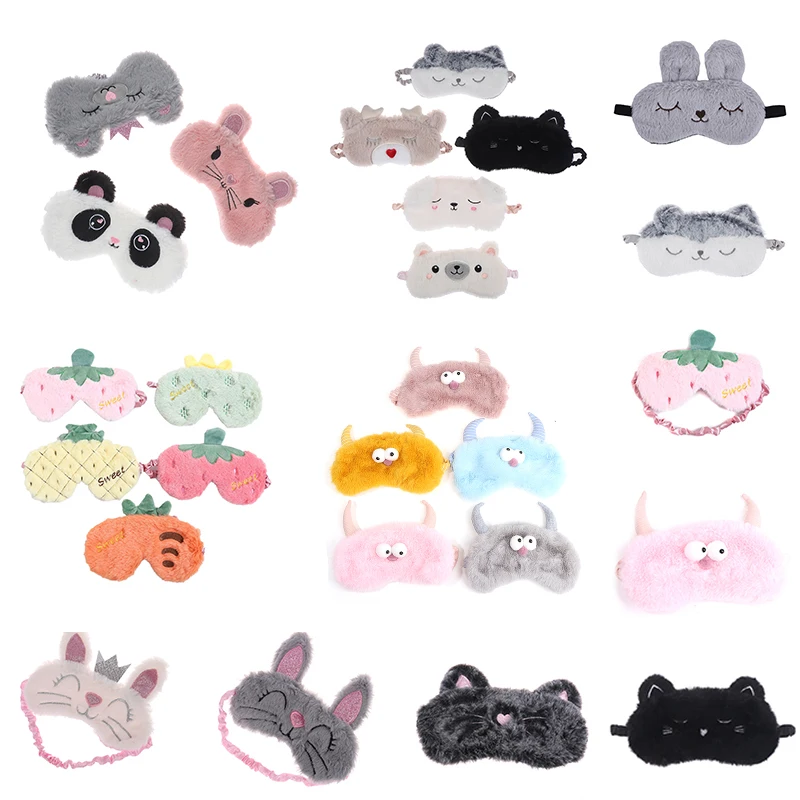 Mouse Rabbit Strawberry Pineapple Eye Shade Office Travel Rest Sleep Blackout Eyes Cover Animals Sleeping Mask Patch Blindfold