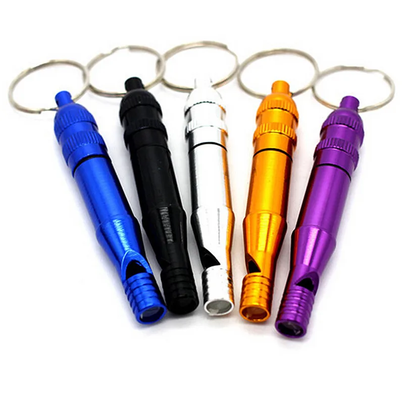 Alloy Aluminum Survival Whistle Outdoor Hiking Camping Keychain Whistles Waterproof Random Color