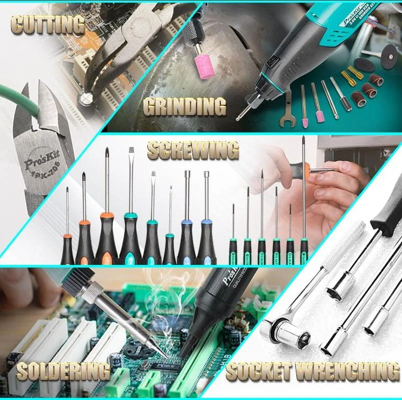 Imagem -04 - Repair Toolbox 97 em Combinação Ferramenta Eletricista de Soldagem Ferro de Solda Chave de Fenda Faca Tesoura Instrumento Proskit-pk1990h