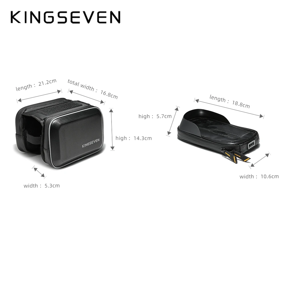 KINGSEVEN-bolsa resistente a la lluvia para bicicleta, funda de teléfono para ciclismo de montaña, marco de tubo superior delantero, sensible a la