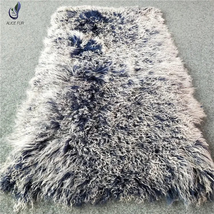 Luxury Primary Genuine Mongolian Fur Rug Curly Tibetan Lamb Fur Plate Doll Wig Sofa Sheepskin Blanket Carpet