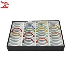 Bangle Jewelry Display Case 40 Slots Leatherette Compartments Jade Gold Bracelet Tray Bangle Storage Holder Organizer Box